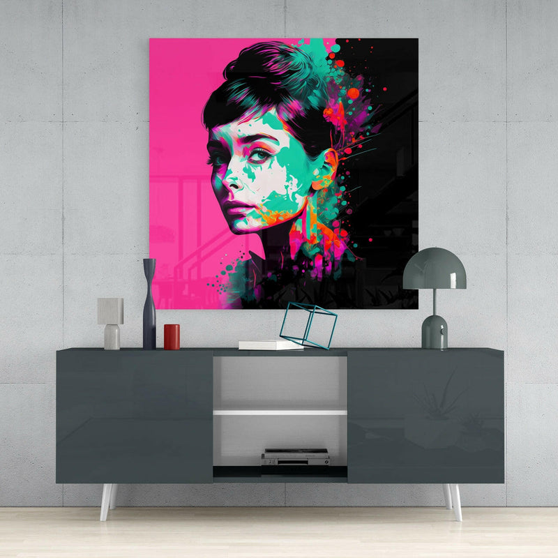 Audrey Hepburn Glass Wall Art  || Designers Collection