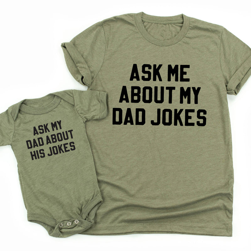 Ask Me About My Dad Jokes / Ask My Dad About His Jokes - Set of 2 Tees