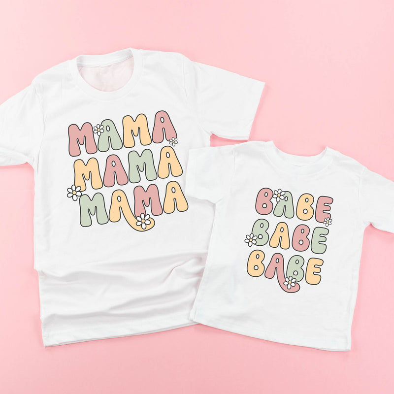 MAMA / BABE x3 with Daisies - Set of 2 Shirts