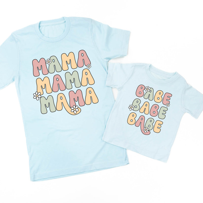 MAMA / BABE x3 with Daisies - Set of 2 Shirts