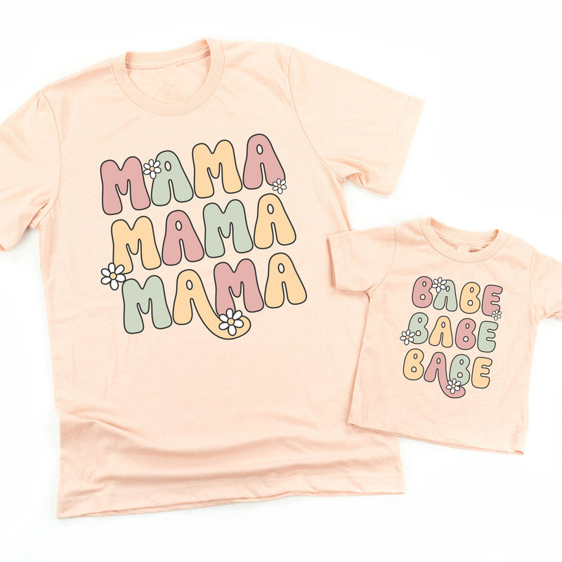 MAMA / BABE x3 with Daisies - Set of 2 Shirts