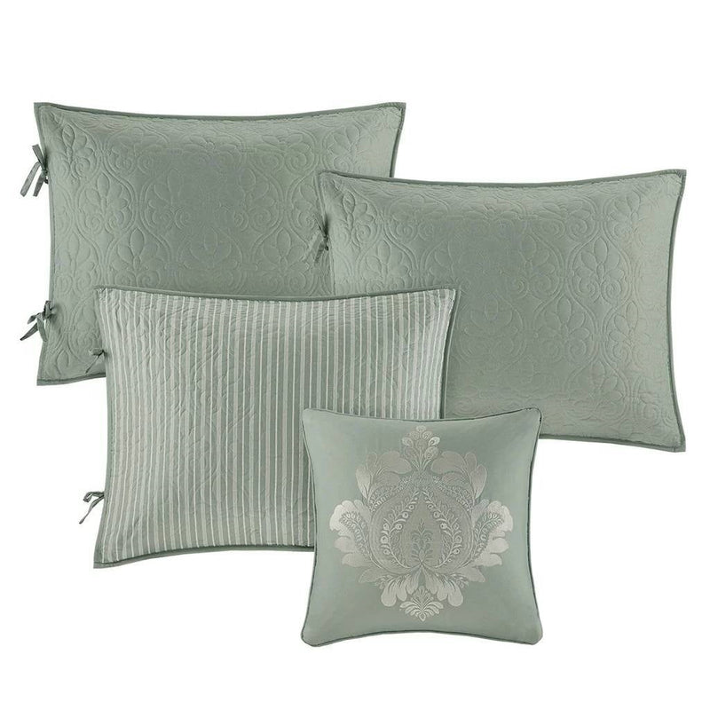 6-Piece Country Cottage Quilted Seafoam Green Reversible Daybed Cover Set