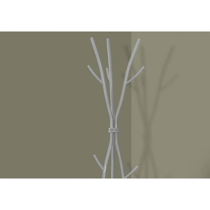 74-inch Freestanding Silver Metal Coat Rack Entryway Hall Tree Umbrella Stand