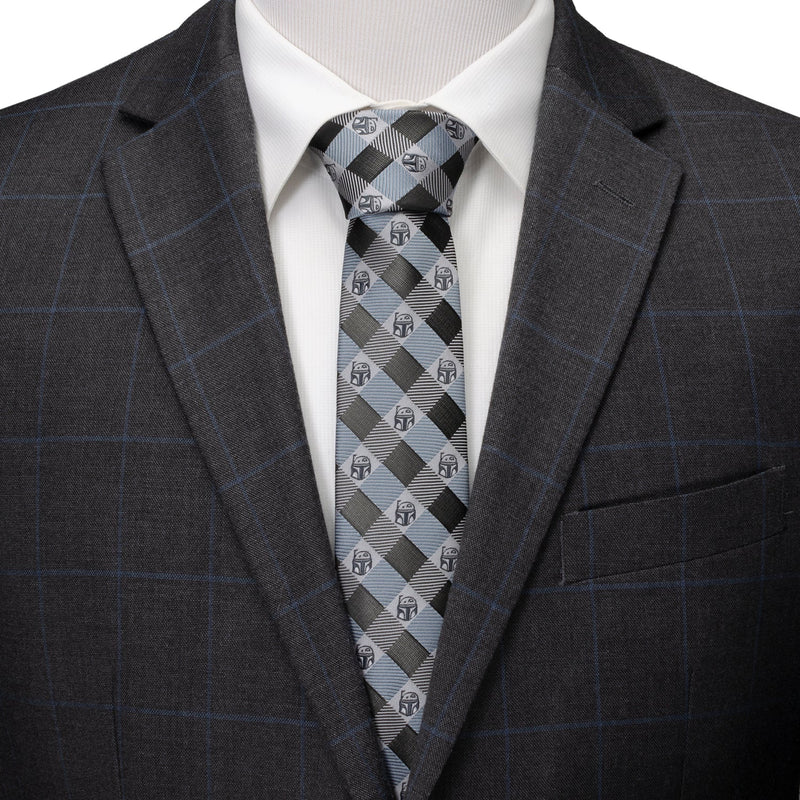Star Wars Boba Fett Blue and Gray Plaid Tie