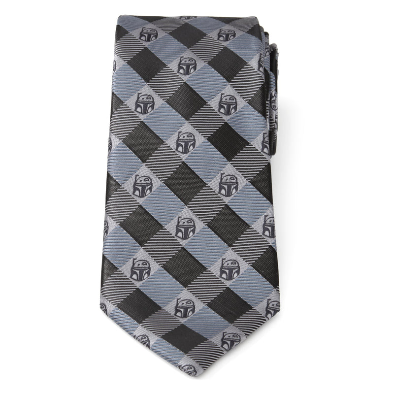 Star Wars Boba Fett Blue and Gray Plaid Tie