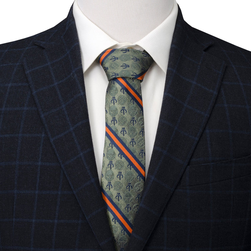 Star Wars Boba Fett Mythosaur Green, Orange, and Blue Striped Tie