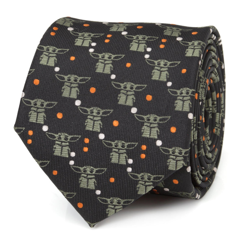 Star Wars Grogu Black and Orange Dotted Tie