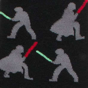 Star Wars Darth Vader and Luke Skywalker LIGHTSABER Battle Black Dress Socks and Darth Vader Lapel Pin Gift Set