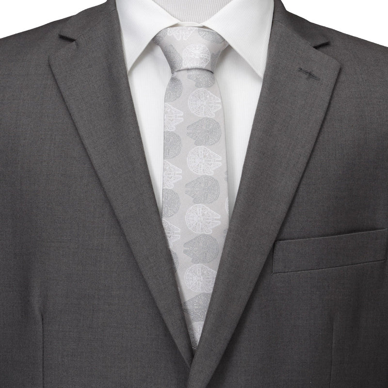 Star Wars Millennium Falcon White and Gray Checkered Tie
