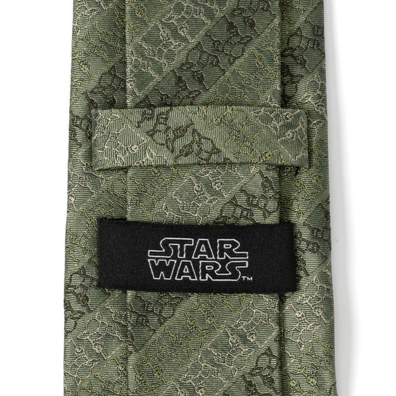 Star Wars Grogu Outline Striped Sage Green Tie