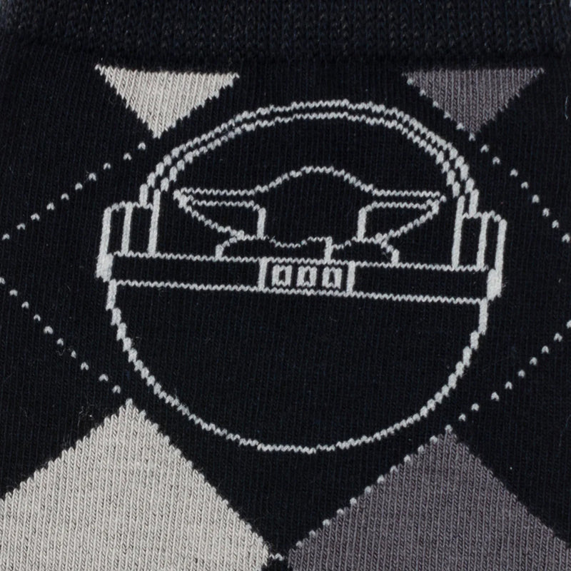 Star Wars Grogu Charcoal Gray Argyle Socks and Lapel Pin Gift Set