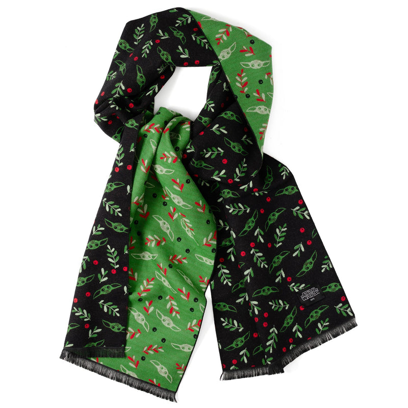 Star Wars Grogu Holiday Black and Green Scarf