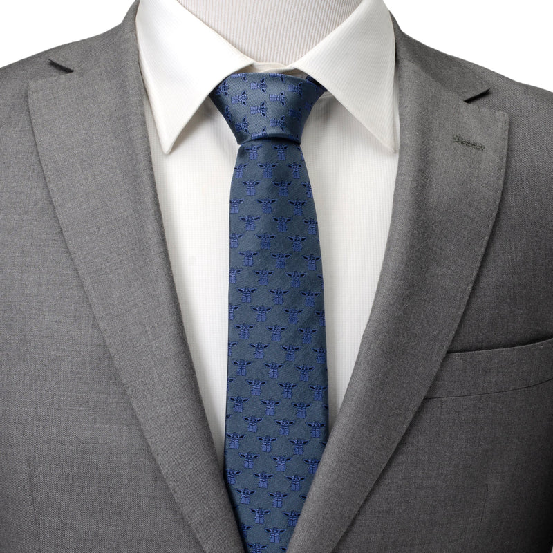 Star Wars Grogu Blue Tonal Tie