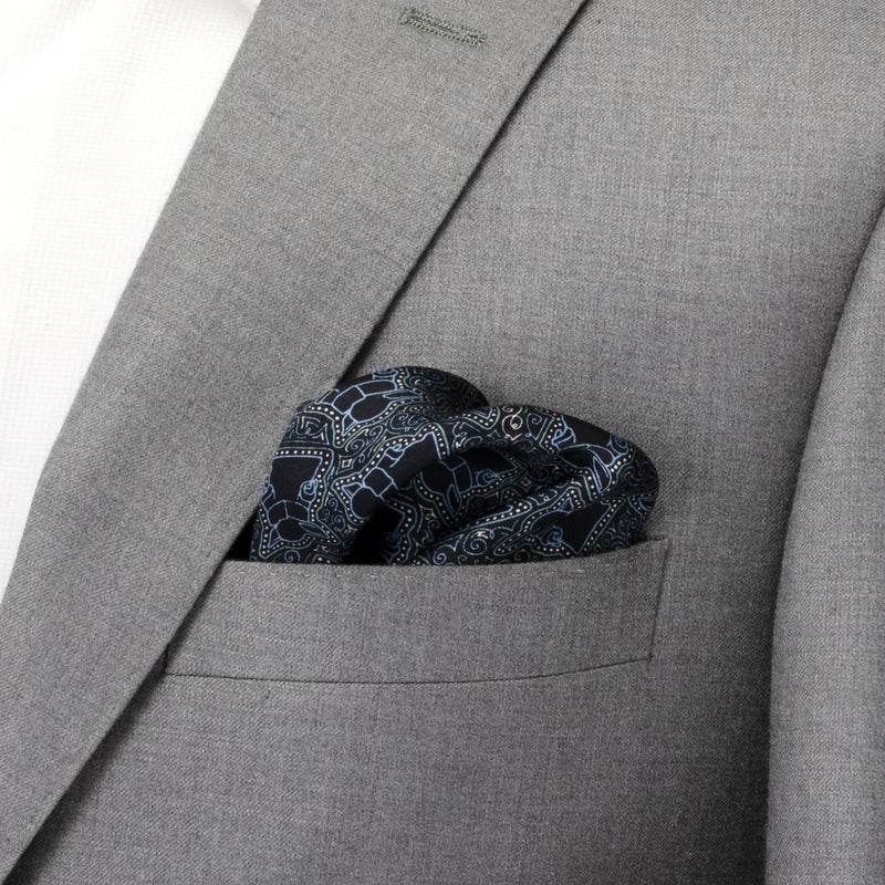 Star Wars Grogu Outline Navy Blue Pocket Square