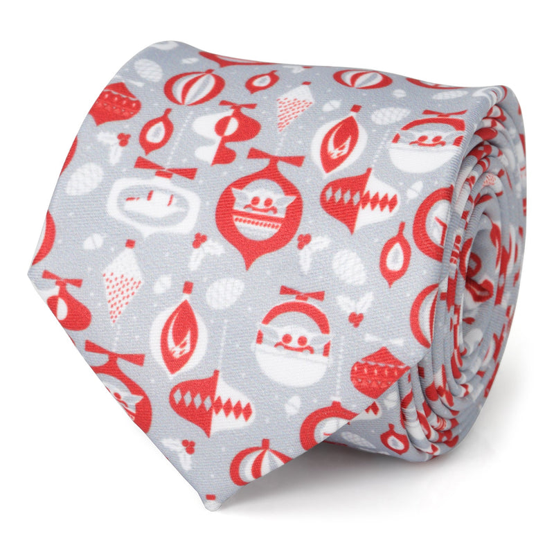Star Wars Mandalorian and Grogu Gray and Red Holiday Tie