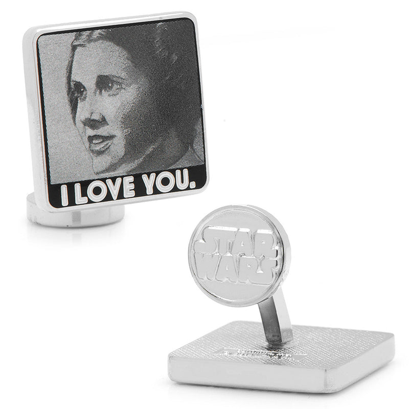 Star Wars Princess Leia and Han Solo "I Love You / I Know" Cufflinks with Hidden Message Tie Bar Gift Set