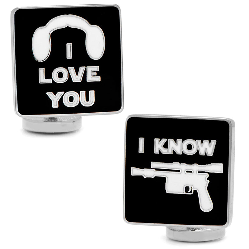 Star Wars Princess Leia and Han Solo "I Love You / I Know" Icon Cufflinks