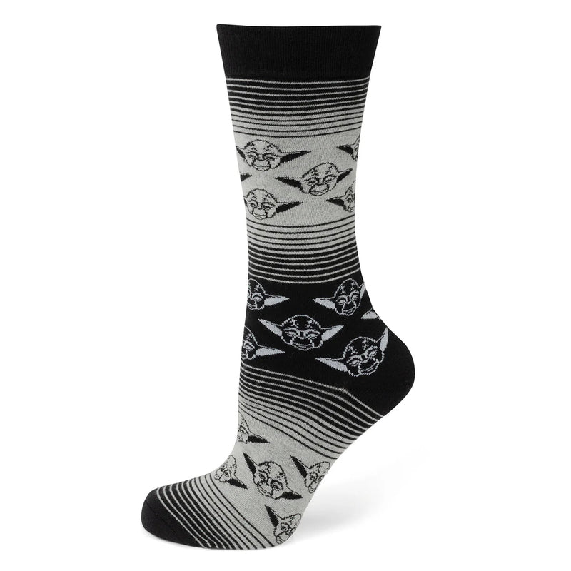 Star Wars Yoda Gray and Black Ombre Pattern Dress Socks with Jedi Crest Lapel Pin