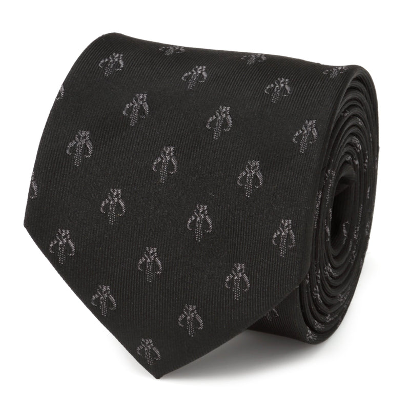 Star Wars Mandalorian Mythosaur Black Silk Tie