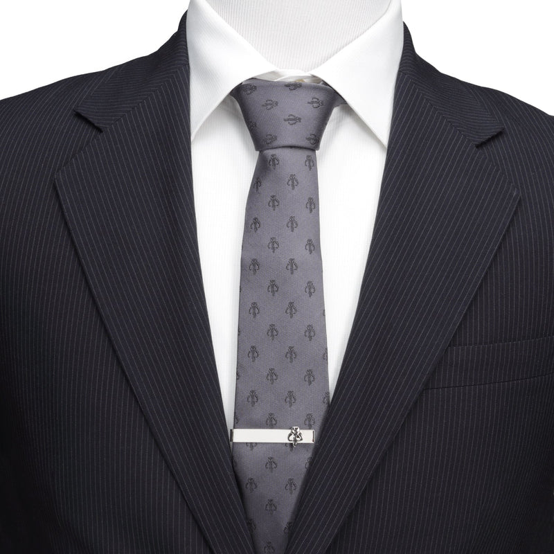 Star Wars Mandalorian Mythosaur Gray Silk Tie