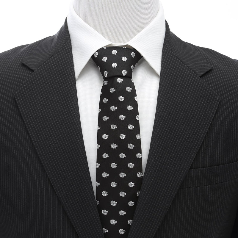 Star Wars Millennium Falcon Metallic Silver and Black Tie