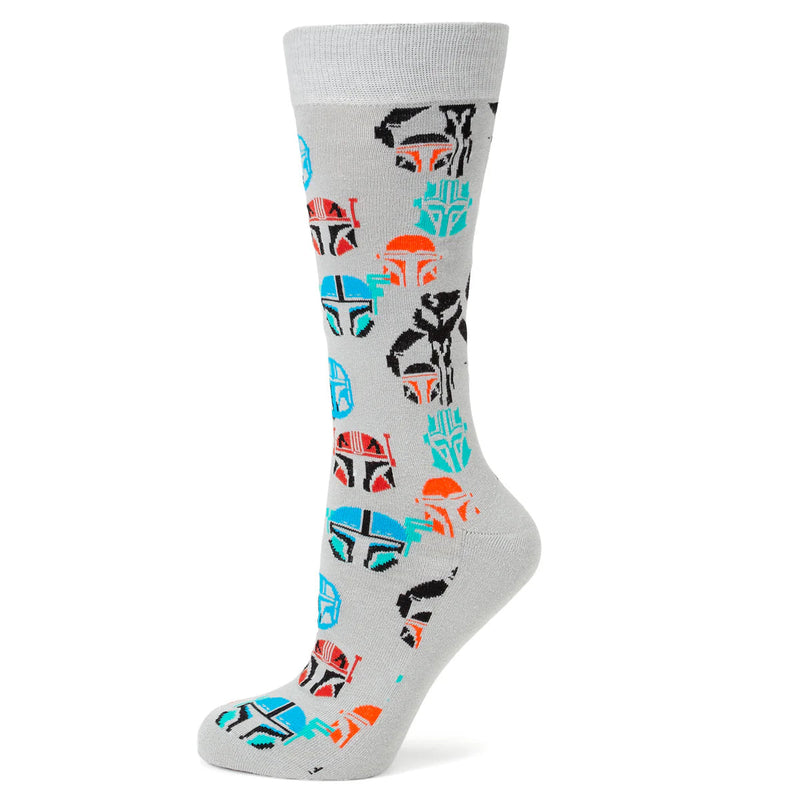 Star Wars Mandalorian and Mythosaur Multicolored Gray Dress Socks and Lapel Pin Gift Set