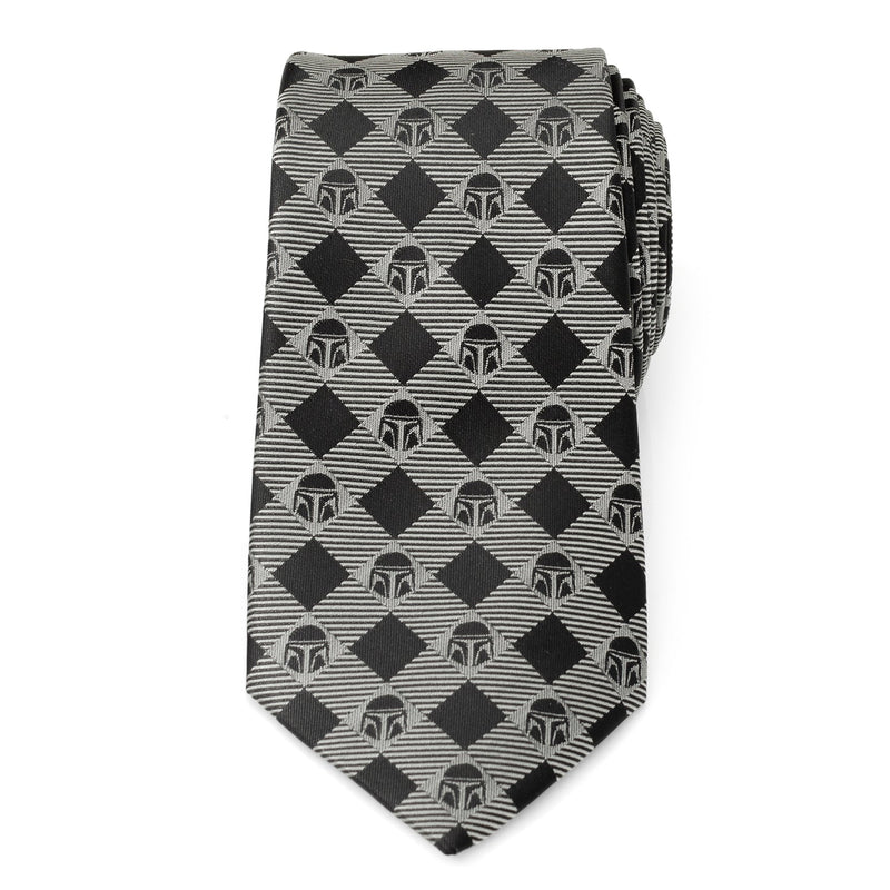 Star Wars Mandalorian Black and Gray Plaid Tie
