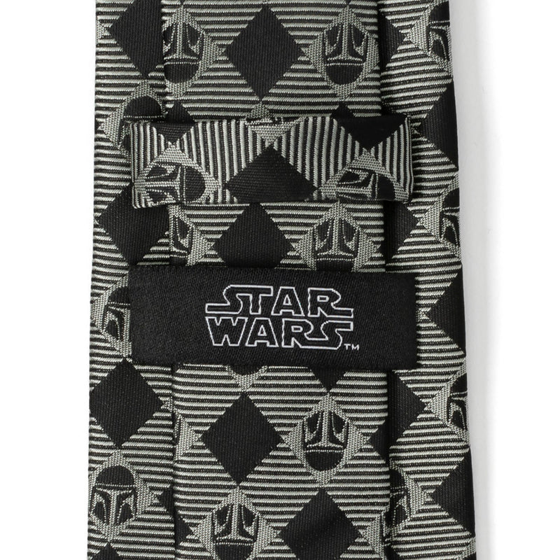 Star Wars Mandalorian Black and Gray Plaid Tie