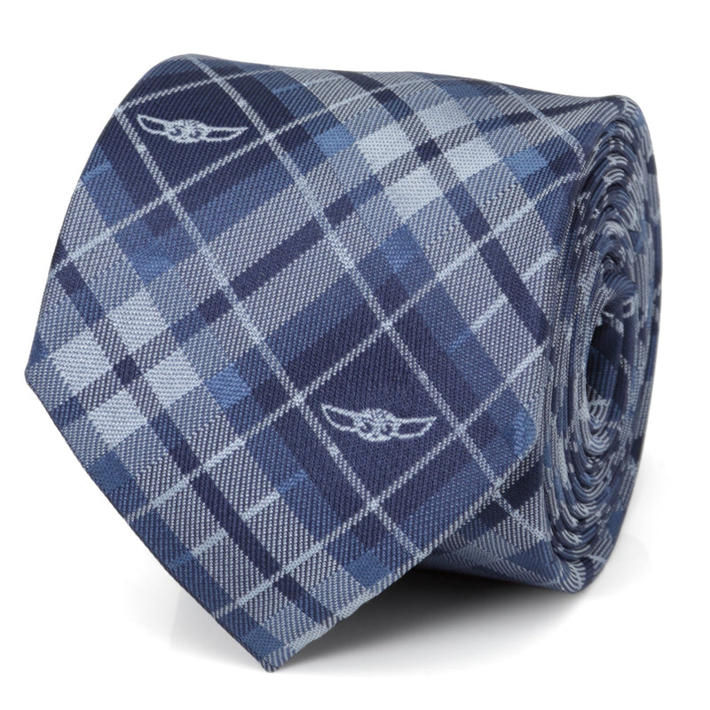 Star Wars Grogu Blue Plaid Tie