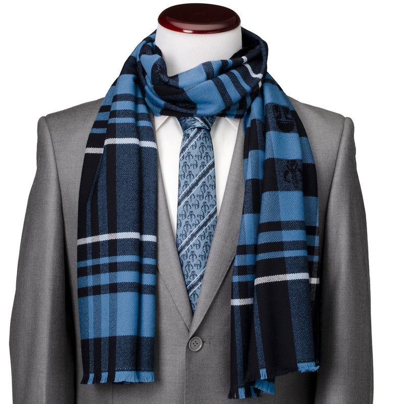 Star Wars Mandalorian Blue Tartan Scarf