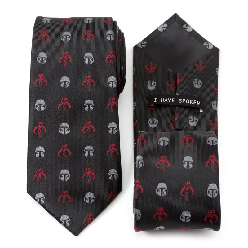 Star Wars Mandalorian and Mythosaur Red and Black Tie