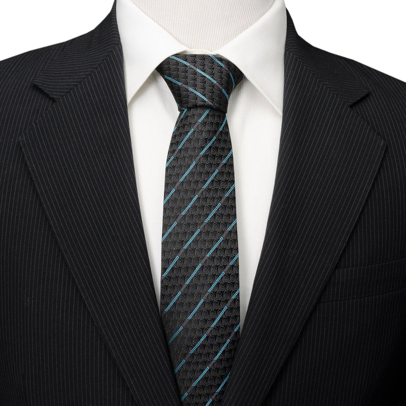 Star Wars Obi-Wan Kenobi Blue LIGHTSABER Pattern Black Tie, Tie Clip, and Gray Jedi Crest Dress Socks Gift Set