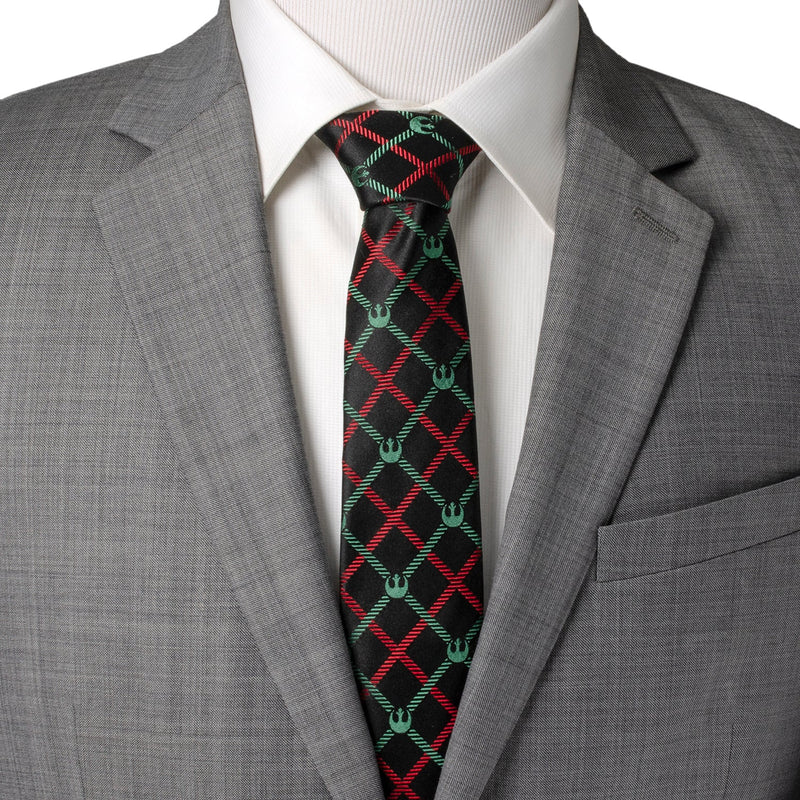 Star Wars Rebel Alliance Crest Red, Green, and Black Plaid Tie