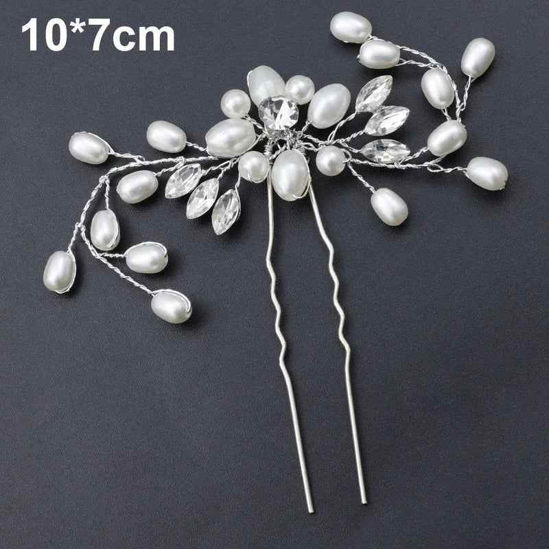 20pcs Elegant Pearl Crystal Hairpin Wedding Bridal U-shaped Metal Hair Comb Forks for Women