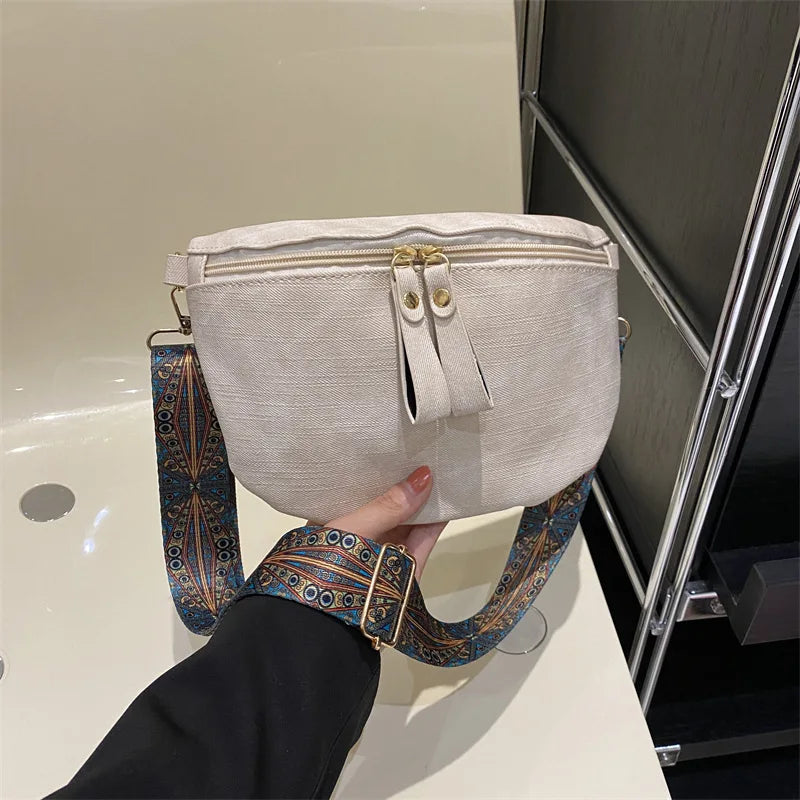 Stylish Hobo Solid Color Satchel | Luxury Designer Chest Bag & Women's PU Leather Waist Bags (Wide Strap Fashion Fanny Shoulder Pack)