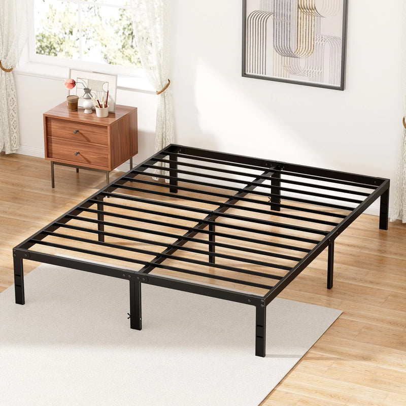 Basic Twin Full Queen King Size Bed Frame Metal Platform with Storage Space Sturdy Steel Slat Support 350LBS