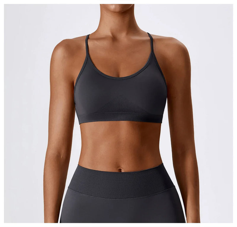 Women Cross Strap Sports Bra Women Push Up Sport Bra Yoga Gym Crop Top Brassiere Fitness Top Seamless Sport Bra Breathable Bras