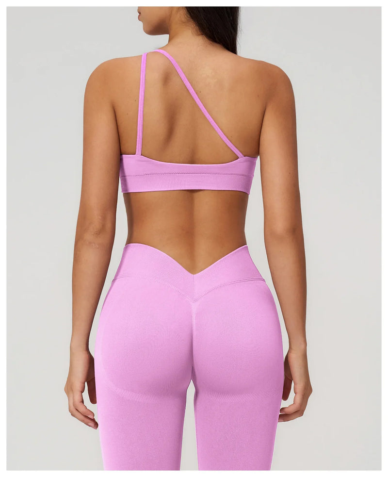Summer Shockproof Sport Bra Women's Beautiful Back Gym Sports Underwear Women Oblique Shoulder Straps Running Fitness Yoga Bra