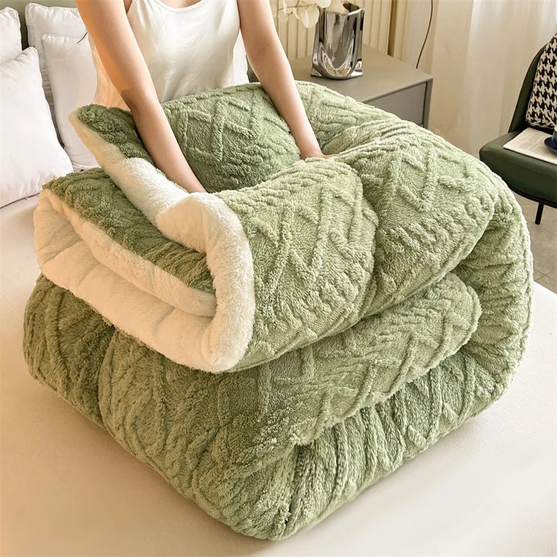 Double-Sided Velvet Thickened Blanket – Warm Lamb Fleece Quilt Core