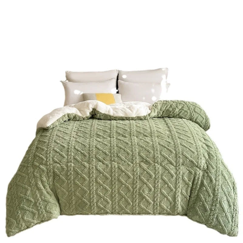 Double-Sided Velvet Thickened Blanket – Warm Lamb Fleece Quilt Core