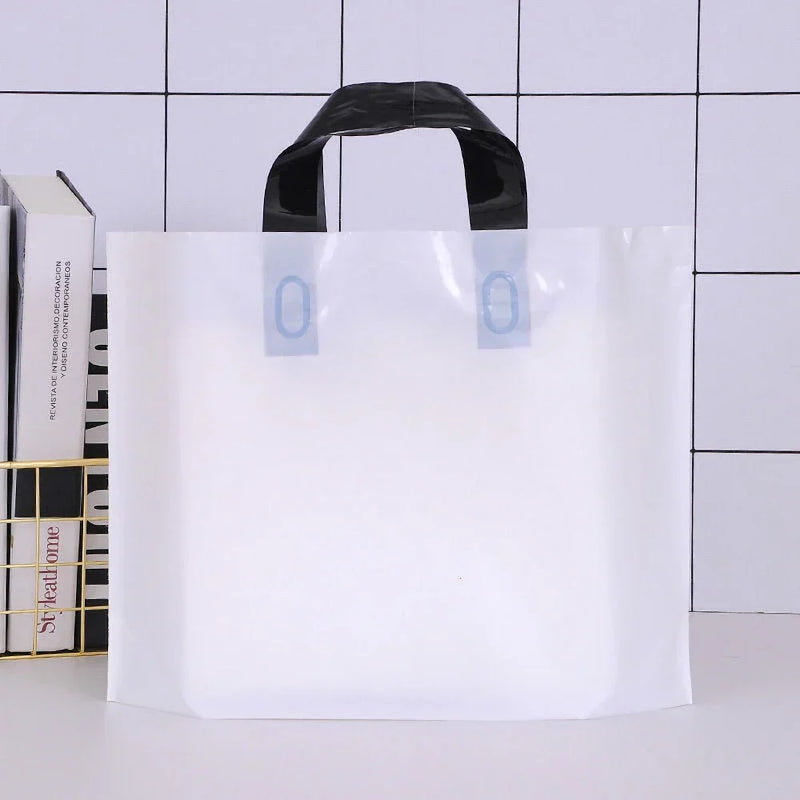 100pcs Custom Logo Colorful Shopping Bags With Handle Plastic Gift Bag Print One Color Logo On One-sided Free Design Print