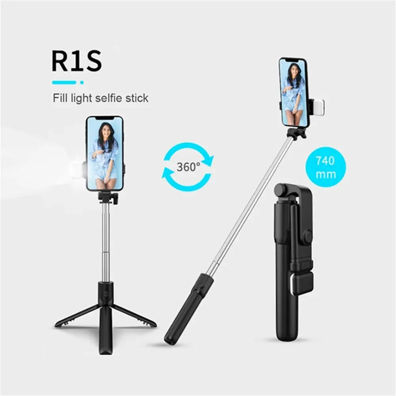 3-in-1 Tiktok Video Holder with Bluetooth Remote, Fill Light, and Foldable Bracket for Smartphones