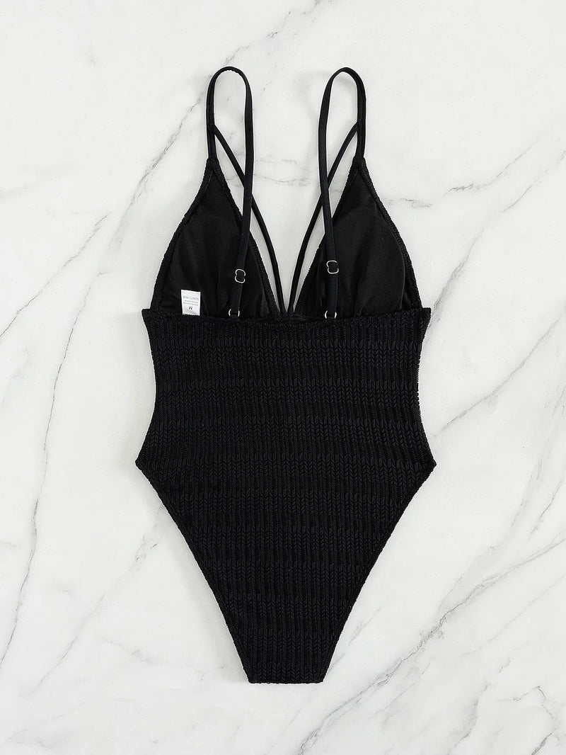 2026 Sexy Beachwear Women Low Cut Hollow Out Slim Bodysuit Holiday Backless Sexy Mesh Bikinis Summer New Chic Holiday Swimsuit