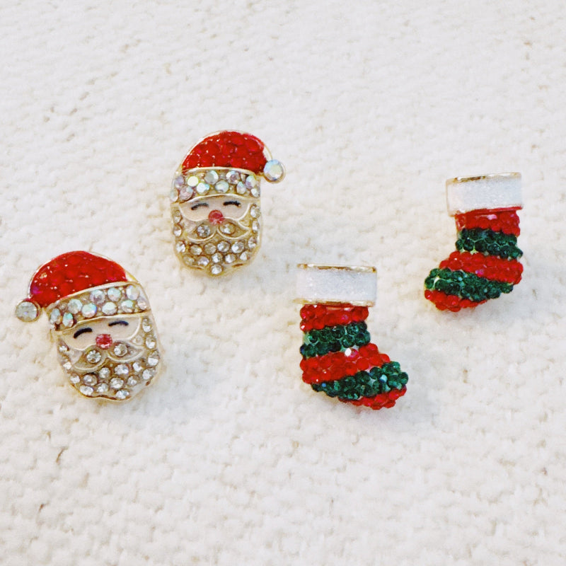 Santa & Stocking Earring Set Of 2 – Holiday Sparkle