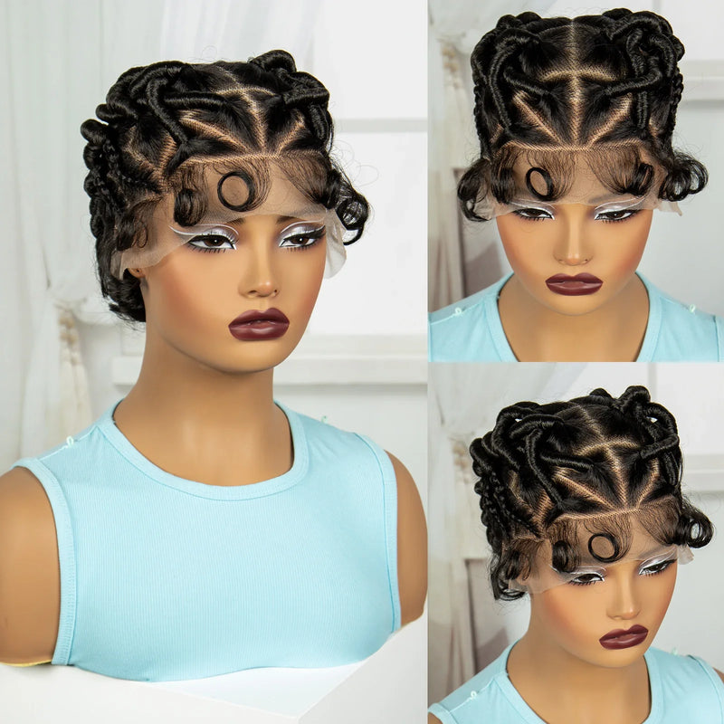 Ginger Orange Bantu Knotless Braids Wig | Full Lace | Baby Hair
