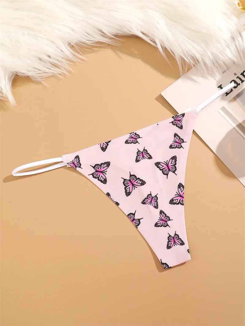 3PCS Women Seamless Leopard Butterfly Panties Sexy Ultra-thin Briefs Female Ice Silk No Trace Underwear Low Rise Soft Lingerie