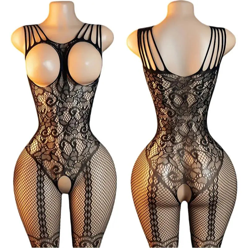 Pink Sexy Lingerie Mesh Bodystockings Teddy Crotchless Fishnet Hollow Open Bra Underwear Erotic Clothing Sexy Lace Bodysuit