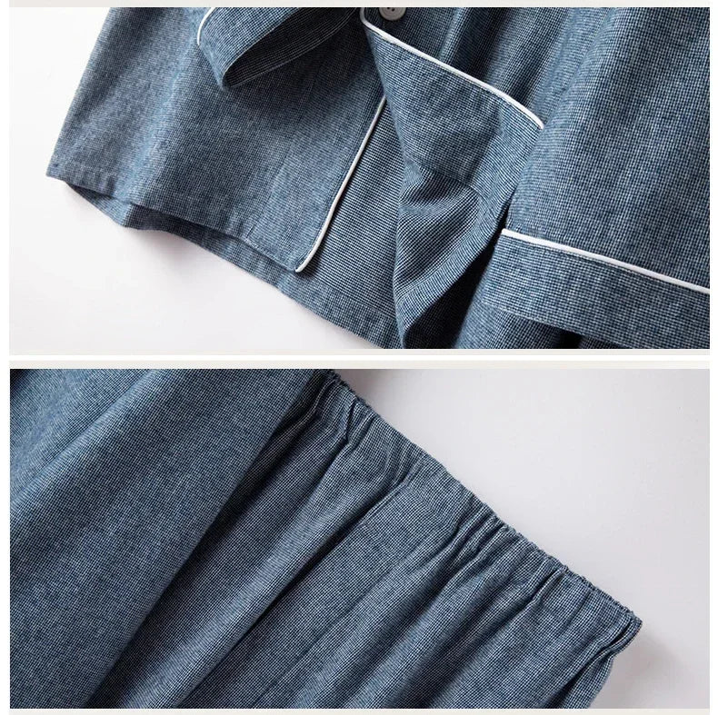 Autumn and Winter Multi Colors Cotton Brushed Solid and Plaid Design Warm Thick Trousers Pajamas Set Couples Home Clothes