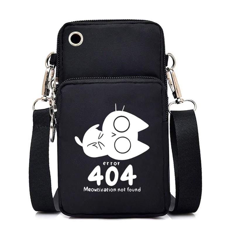 Women's Handbags Black Explosive Coffee Cat Messenger Bags | Female Cartoon Shoulder Bag Purse (Fashion Mobile Phone Crossbody Bags)