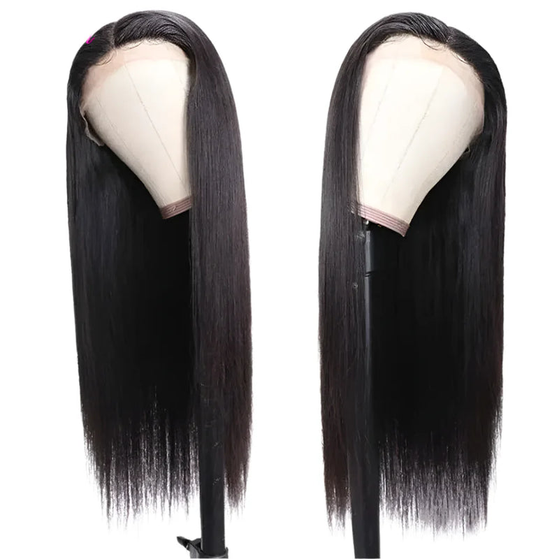13x6 Lace Frontal Human Hair Wig | Straight Brazilian Remy Hair | Natural Black | 150%/180% Density | Pre-Plucked